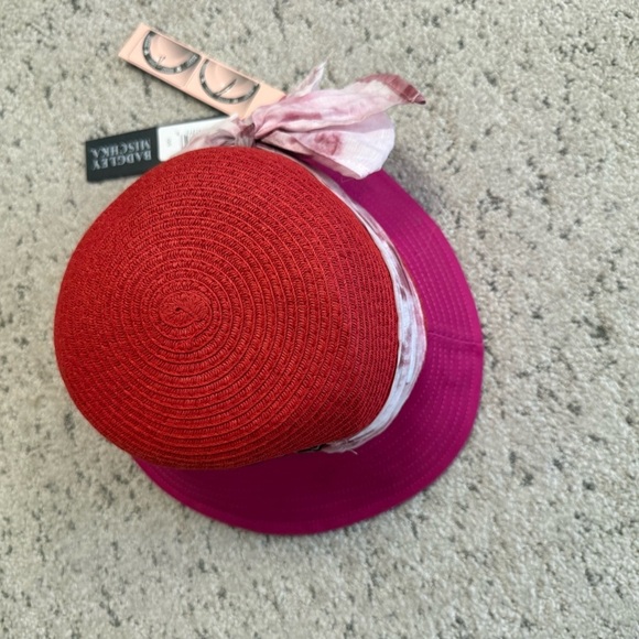 Badgley Mischka Vibrant Red and Pink Hat - Picture 3 of 14